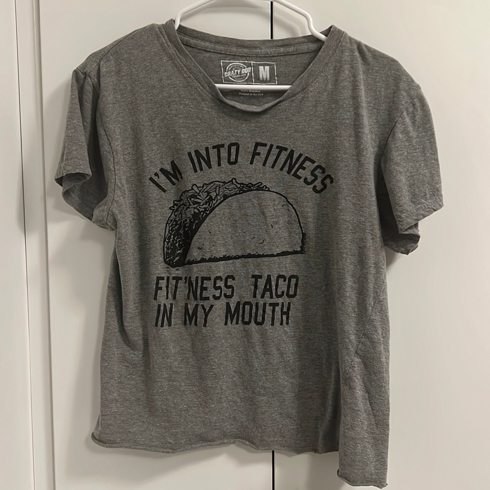 I’m Into Fitness Cropped Tee Shirt Womens Medium